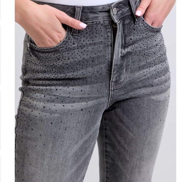 New Judy Blue Women's Gray Jeans black rhinestones sz 5 7 9 11 $89 - Picture 7 of 7